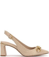 Vince Camuto Hamden Embossed Snake Print Leather Chain Link Hardware Slingback Pumps