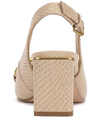 Vince Camuto Hamden Embossed Snake Print Leather Chain Link Hardware Slingback Pumps