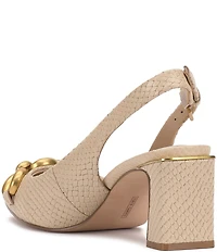 Vince Camuto Hamden Embossed Snake Print Leather Chain Link Hardware Slingback Pumps