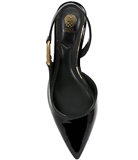 Vince Camuto Inari Crinkle Patent Leather Hardware Slingback Kitten Heel Pumps