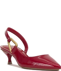 Vince Camuto Inari Patent Hardware Detail Slingback Kitten Heel Pumps