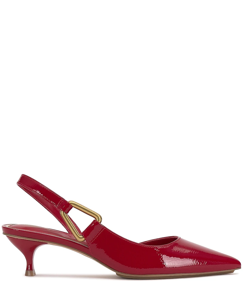Vince Camuto Inari Patent Hardware Detail Slingback Kitten Heel Pumps