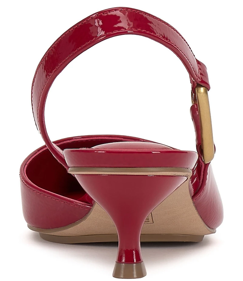 Vince Camuto Inari Patent Hardware Detail Slingback Kitten Heel Pumps