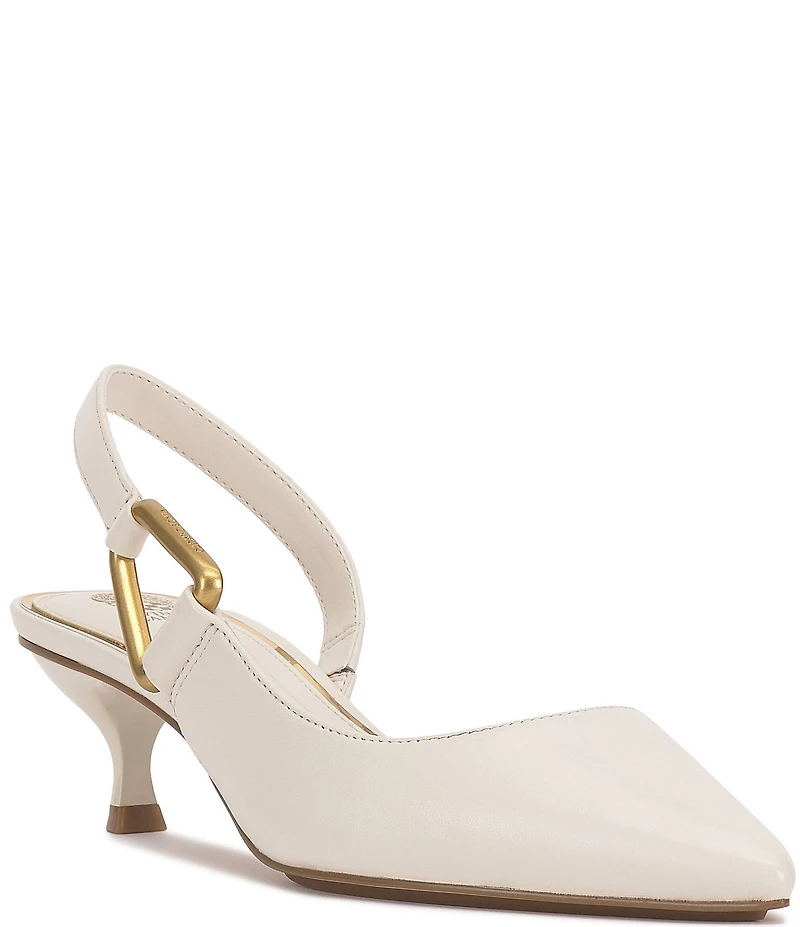Vince Camuto Inari Leather Hardware Detail Slingback Kitten Heel Pumps