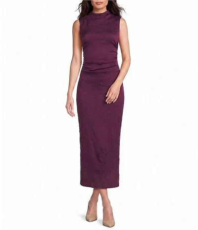 Vince Camuto Jacquard Mock Neck Sleeveless Bodycon Midi Dress