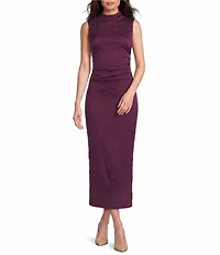 Vince Camuto Jacquard Mock Neck Sleeveless Bodycon Midi Dress