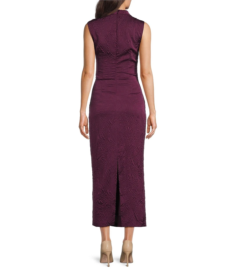 Vince Camuto Jacquard Mock Neck Sleeveless Bodycon Midi Dress