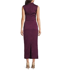 Vince Camuto Jacquard Mock Neck Sleeveless Bodycon Midi Dress