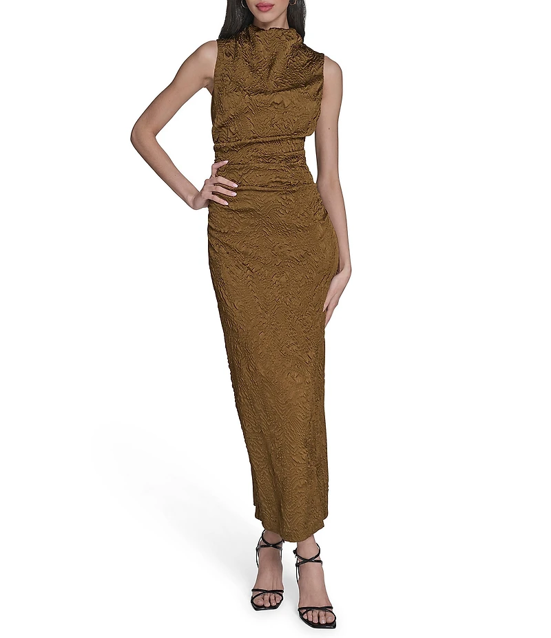 Vince Camuto Jacquard Mock Neck Sleeveless Bodycon Midi Dress