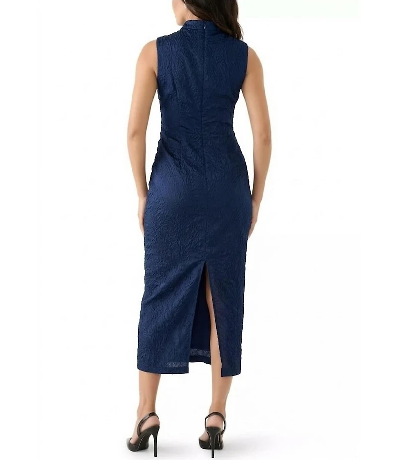 Vince Camuto Jacquard Mock Neck Sleeveless Bodycon Midi Dress