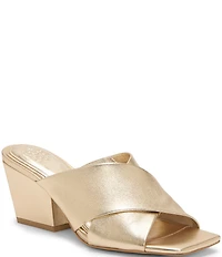 Vince Camuto Kespa Leather Cross Band Slide Sandals