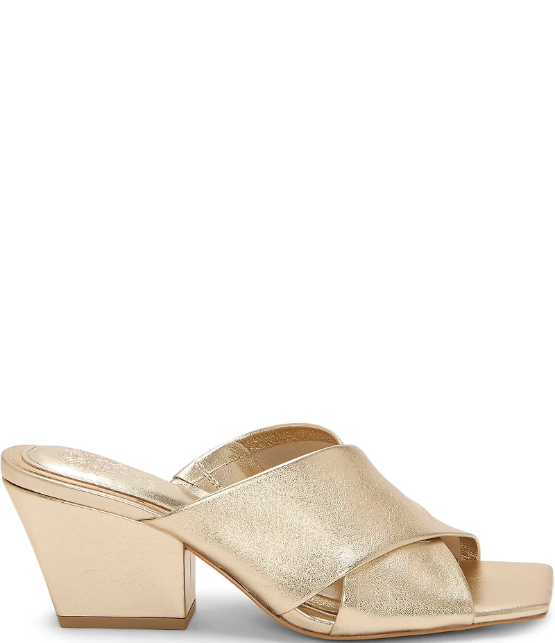 Vince Camuto Kespa Leather Cross Band Slide Sandals