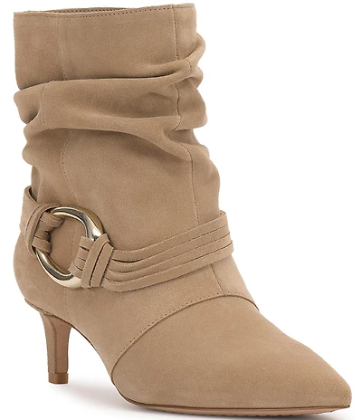 Vince Camuto Kirpa Slouch Suede O-Ring Hardware Strappy Booties