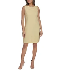 Vince Camuto Knit Boat Neck Sleeveless Floral Embroidered Shift Dress