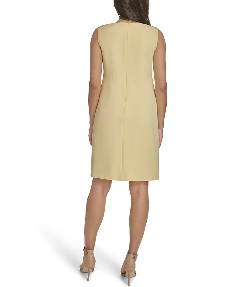 Vince Camuto Knit Boat Neck Sleeveless Floral Embroidered Shift Dress