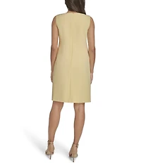 Vince Camuto Knit Boat Neck Sleeveless Floral Embroidered Shift Dress