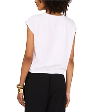 Vince Camuto Knit Crew Neck Cap Sleeve Elastic Waist Tee
