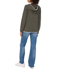 Vince Camuto Knit Crew Neck Long Sleeve Contrast Trim Hoodie