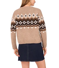 Vince Camuto Knit Fair Isle Crew Neck Long Sleeve Sweater