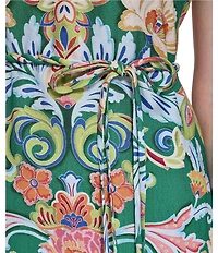 Vince Camuto Knit Floral Print Halter Neck Sleeveless Maxi Dress