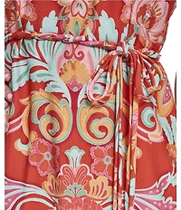 Vince Camuto Knit Floral Print Halter Neck Sleeveless Maxi Dress