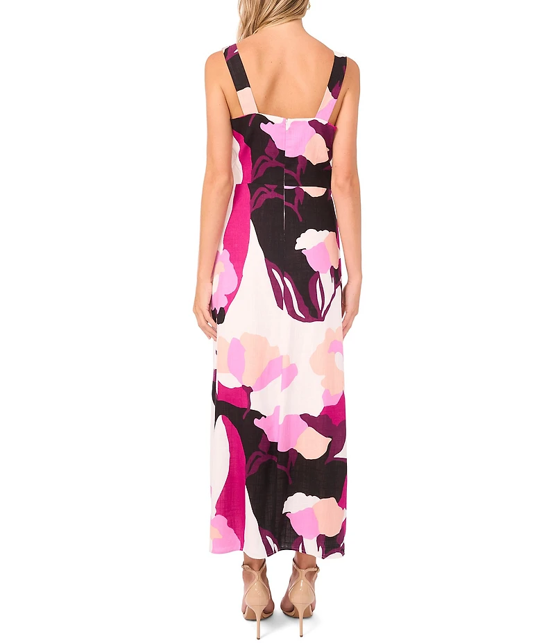 Vince Camuto Knit Floral Print Square Neck Sleeveless Maxi Dress
