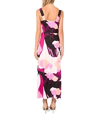 Vince Camuto Knit Floral Print Square Neck Sleeveless Maxi Dress