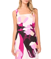 Vince Camuto Knit Floral Print Square Neck Sleeveless Maxi Dress