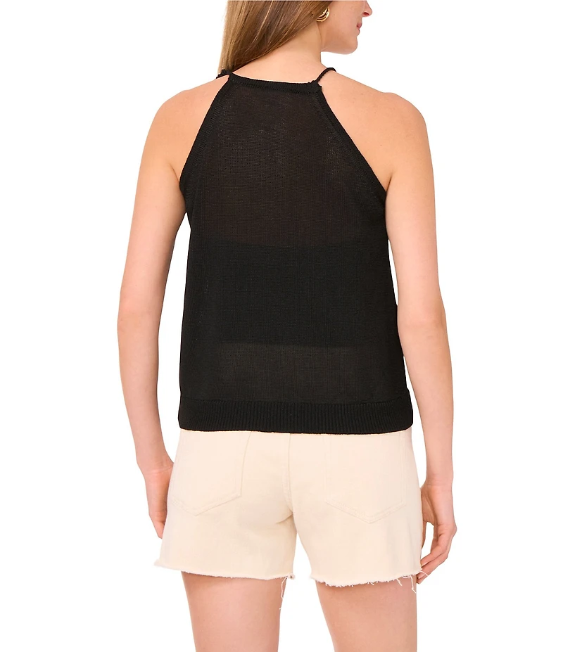 Vince Camuto Knit Halter Tie Neck Tassel Tank