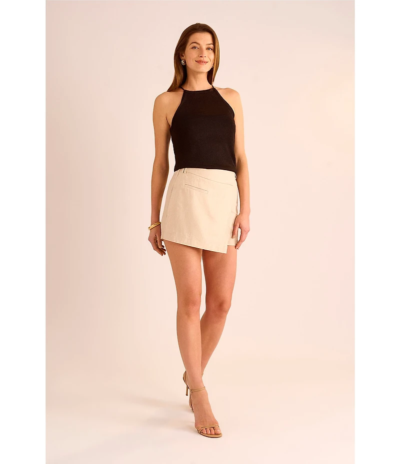 Vince Camuto Knit Halter Tie Neck Tassel Tank