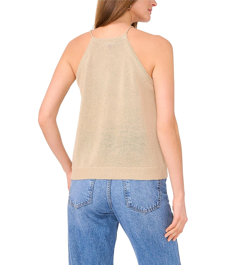 Vince Camuto Knit Halter Tie Neck Tassel Tank