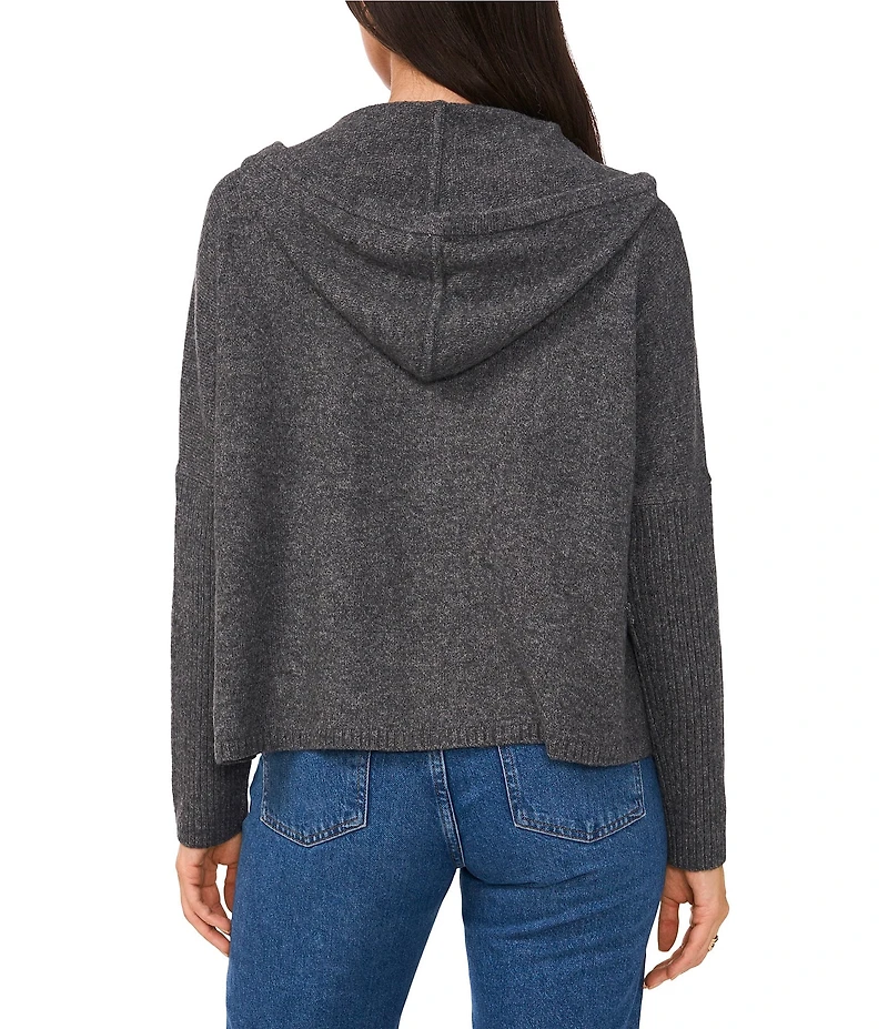 Vince Camuto Knit Long Sleeve Hooded Zip Front Sweater