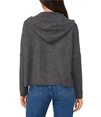 Vince Camuto Knit Long Sleeve Hooded Zip Front Sweater