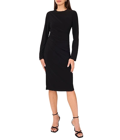 Vince Camuto Knit Mock Neck Long Sleeve Asymmetric Dress