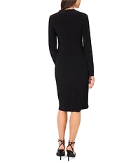 Vince Camuto Knit Mock Neck Long Sleeve Asymmetric Dress
