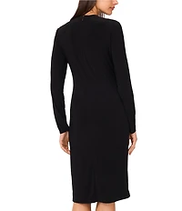 Vince Camuto Knit Mock Neck Long Sleeve Asymmetric Dress