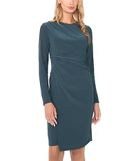 Vince Camuto Knit Mock Neck Long Sleeve Asymmetric Dress