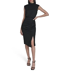 Vince Camuto Knit Mock Neck Sleeveless Midi Dress