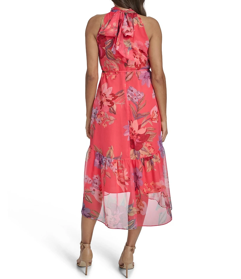 Vince Camuto Knit Mock Neck Sleeveless Midi Flounce Dress