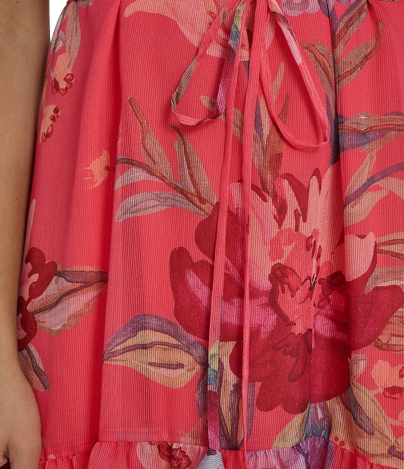 Vince Camuto Knit Mock Neck Sleeveless Midi Flounce Dress