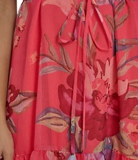 Vince Camuto Knit Mock Neck Sleeveless Midi Flounce Dress