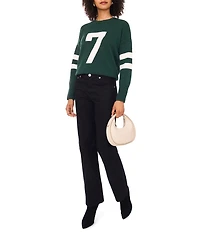 Vince Camuto Knit Number 7 Game Day Round Neck Long Sleeve Sweater