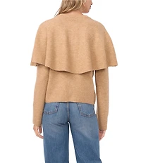 Vince Camuto Knit Round Neck Long Sleeve Cape Illusion Cardigan