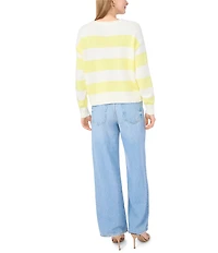 Vince Camuto Knit Round Neck Long Sleeve Striped Sweater