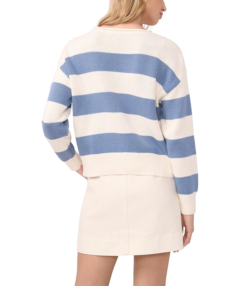 Vince Camuto Knit Round Neck Long Sleeve Striped Sweater