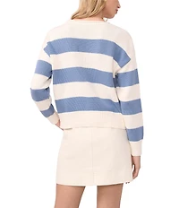 Vince Camuto Knit Round Neck Long Sleeve Striped Sweater
