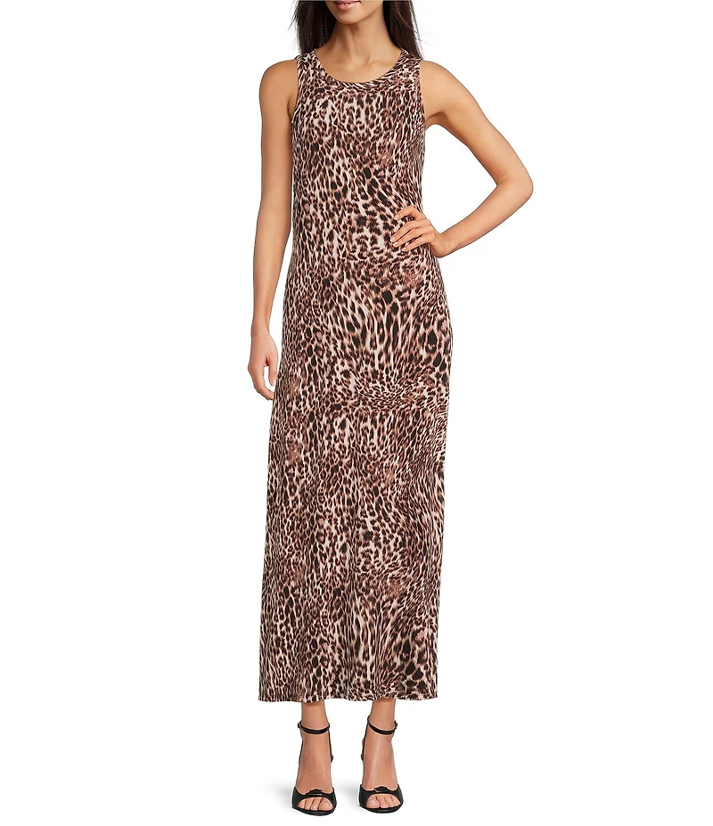 Vince Camuto Knit Round Neck Sleeveless Maxi Sheath Dress
