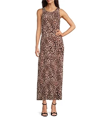 Vince Camuto Knit Round Neck Sleeveless Maxi Sheath Dress