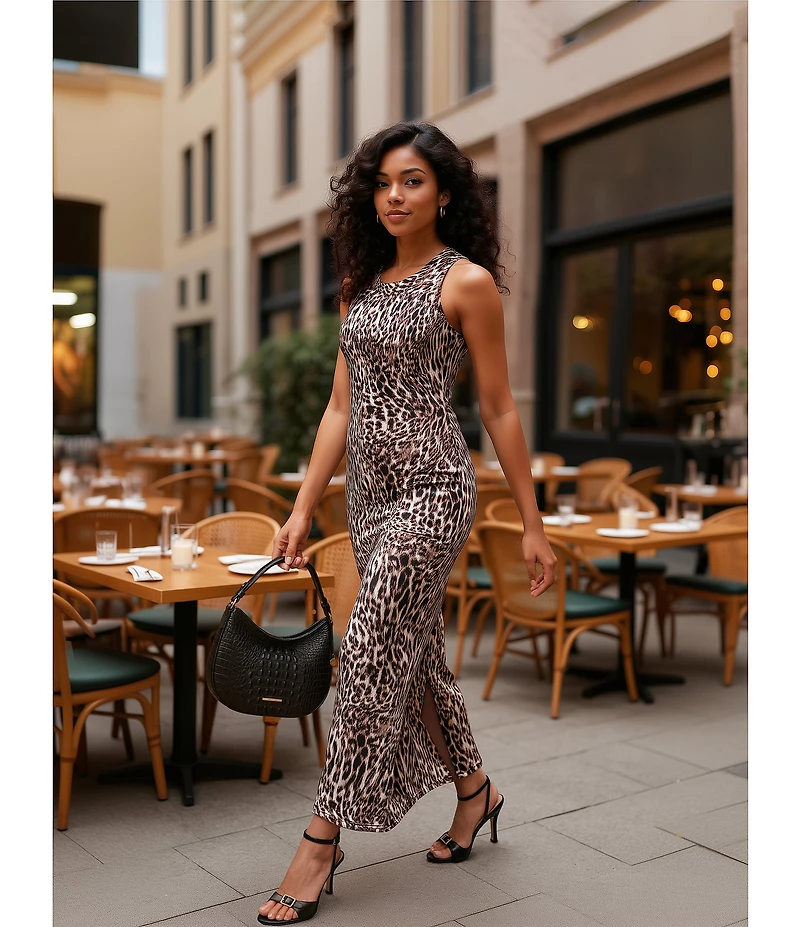 Vince Camuto Knit Round Neck Sleeveless Maxi Sheath Dress