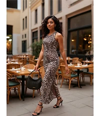 Vince Camuto Knit Round Neck Sleeveless Maxi Sheath Dress